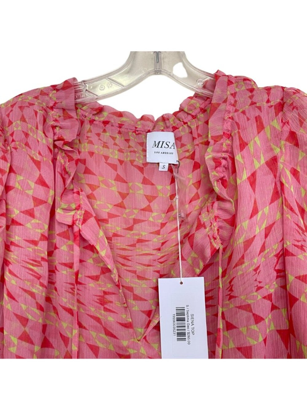 Misa Siena Tie Top Geo Print Pink Size Small NWT - Picture 4 of 9